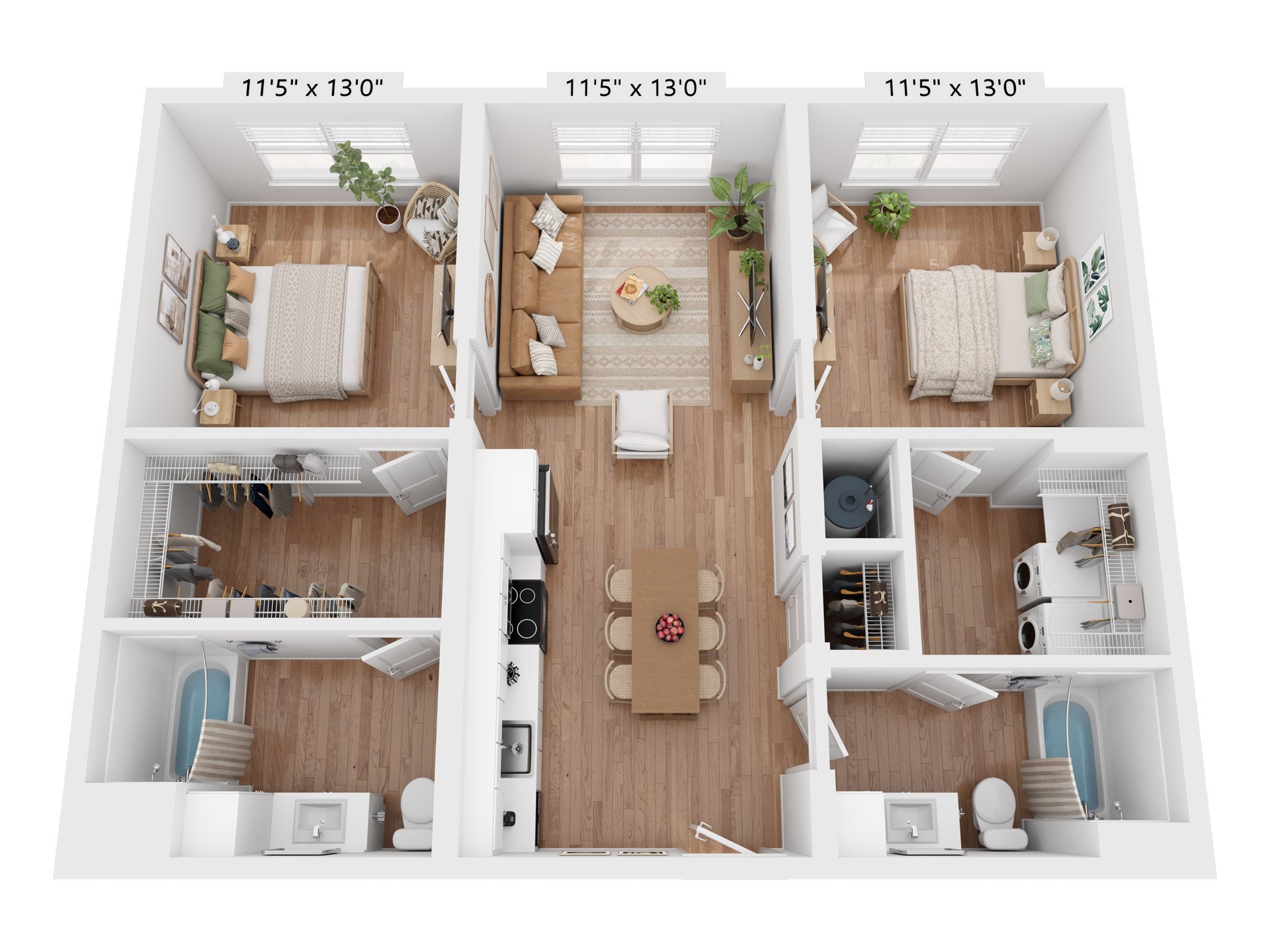 Floor plan map for a two bedroom apartment at Ltd. Findlay in Coraopolis, PA, featuring rooms with dimensions.